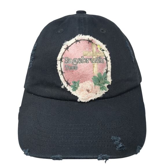 Sagebrush Tees Slideback Baseball Cap Black OS Adjustable Distressed District - Picture 1 of 10